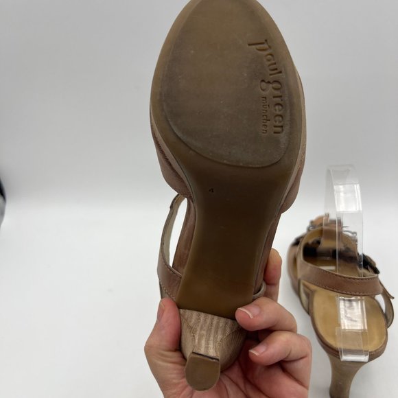 Paul Green Leather Flower T-Strap Peep Toe Heels Size UK 4/US‎ 6.5 - Picture 8 of 11